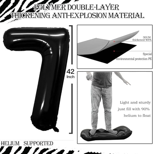 GOER Number 27 Balloons for 27th Birthday Party Decorations,42 Inch Jumbo Foil Helium 72 Balloons for 72nd Birthday Party Decoration (Black)