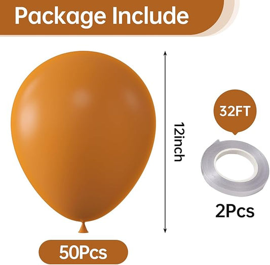 KALOR 12 Inch Retro Bean Orange Balloons, 50 Pcs Latex Helium Balloons for Kid's Birthday Party, Baby Shower, Wedding, Graduate Party Decorations