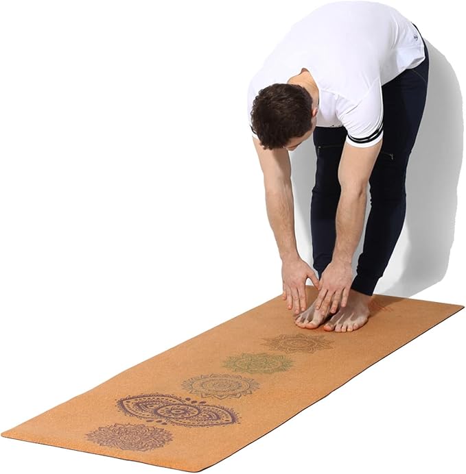 Shakti Warrior Chakra Cork Yoga Mat - Extra Long & Wide, Non Slip, Non Toxic, Great for Yoga, Pilates & Workout (84 x 27 x 2mm Thick)