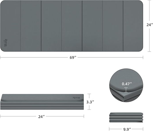 1/2 Inch Extra Thick Yoga Mat Pilates Equipment, 69"x24" Odorless Workout Mats for Home Gym, Non-slip Exercise Mats for Women Men Home Workout, Foldable Yoga Mats for Travel Camping Sleeping