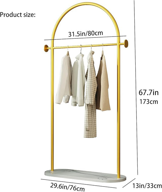 Gold Modern Clothing Rack with Marble Base - Heavy Duty Freestanding Garment Rack for Hanging Clothes, Storage in Bedroom, Living Room, Entryway, Boutiques (gold)