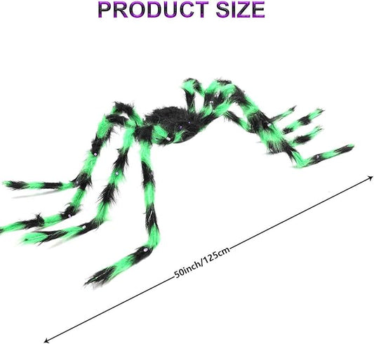 Halloween Spider Decorations 4ft Light Up Coloful Giant Spider(2 Pack) for Indoor Outdoor Halloween Decorations Yard Party House Décor
