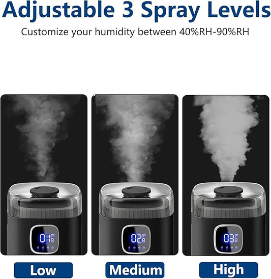 KZF Large Humidifier for Bedroom, 9L/2.5Gallon Ultrasonic Cool Mist Humidifier with Humidistat, 360°Nozzle, 350ML/H Big Mist Level, Suitable for Kids Room Livingroom Yoga Office Plant