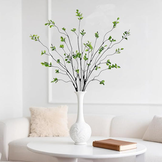 5 Pcs Artificial Ficus Branches Faux Eucalyptus Stems, 47.2 Inch Fake Greenery Stems Realistic Touch Faux Branches for Vase for Office Home Wedding Vase Filler Decoration