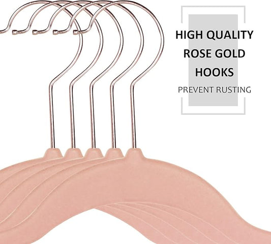 VECELO Premium Velvet Clothes Hangers Suit Heavy Duty (60 Pack)-Non Slip & Space-Saving with 8 Finger Clips & Tie Rack Excellent for Men and Women,Light Pink