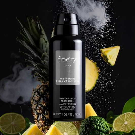 Finery Ultra MEN'S DEODORANT SPRAY | Fine Fragrance - Deodorant Body Spray | 24 HOURS ODOR PROTECTION | 4oz