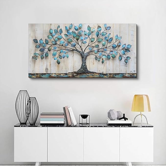 QIYILEXWART Canvas Wall Art For Living Room Large Wall Decor For Office Bedroom Decorations Green Tree Landscape Pictures Abstract Painting Artwork Room Wall Mural Aesthetic Home Decor 30x60 In