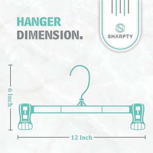 Sharpty Pant & Skirt Hangers - Closet Hangers for Shorts, Shirts, Jeans, Dresses, Slacks, Coats, Clothes, Clothing, Garments & More - Durable, Space Saving & Non-Slip, Black - 25 Pack