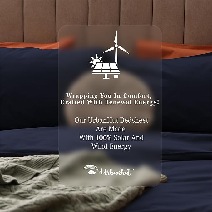 URBANHUT King Size Sheets - Egyptian Cotton, 4 Pc Bed Sheet Set, Luxury Hotel Sateen, Fits 16" Deep Pocket - Navy Blue