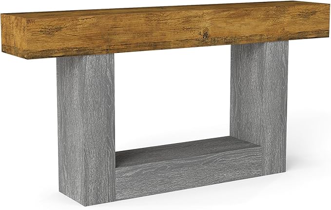 Vibe & Dine 63" Entryway Table, Farmhouse 2-Tier Console Table with U-Shaped Base, Narrow Long Wood Couch Table Behind Sofa for Living Room, Hallway, Foyer, Dark Gray