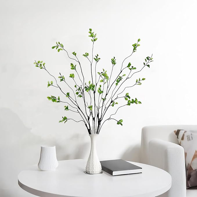 5 Pcs Artificial Ficus Branches Faux Eucalyptus Stems, 47.2 Inch Fake Greenery Stems Realistic Touch Faux Branches for Vase for Office Home Wedding Vase Filler Decoration