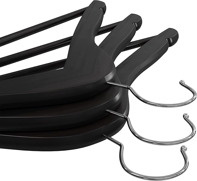 Utopia Home Premium Wooden Hangers 30 Pack - Durable & Slim Coat Hanger - Suit Hanger with 360-Degree Rotatable Hook - Wood Hangers with Shoulder Grooves (Black Color)