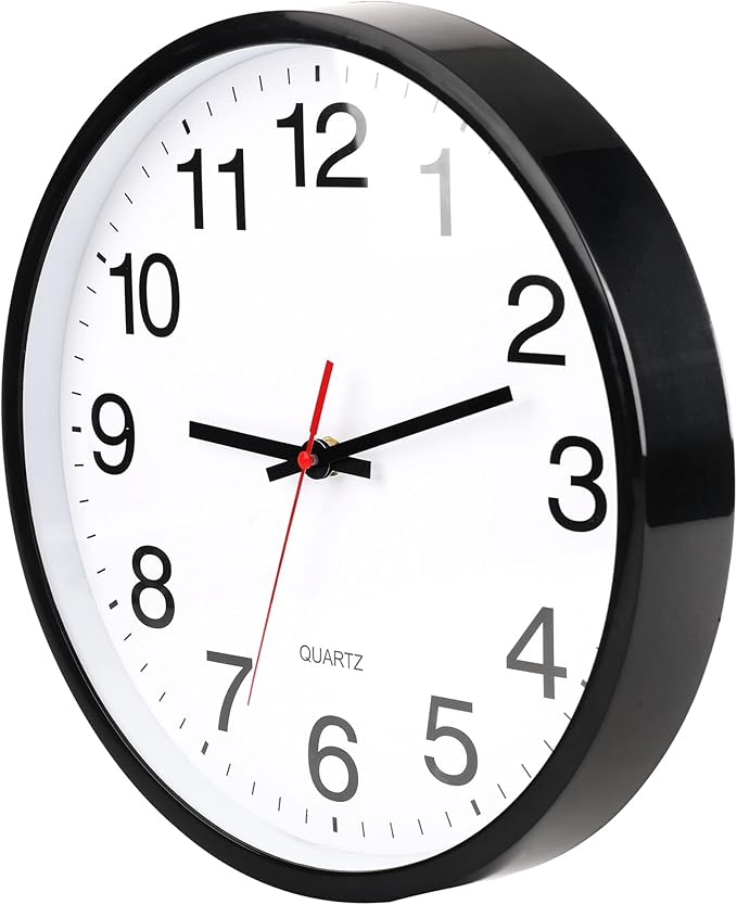 OceeK 12 Inch Wall Clock, Modern Wall Clocks Battery Operated, Silent Non-Ticking Analog Classic Clock Decorative,Black