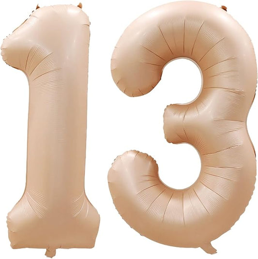 GOER Number 13 Balloons for 13th Birthday Sweet 13 Party Decorations,42 Inch Jumbo Foil Helium 31 Balloons for 31st Birthday Party Decoration (Caramel)