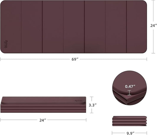 1/2 Inch Extra Thick Yoga Mat Pilates Equipment, 69"x24" Odorless Workout Mats for Home Gym, Non-slip Exercise Mats for Women Men Home Workout, Foldable Yoga Mats for Travel Camping Sleeping