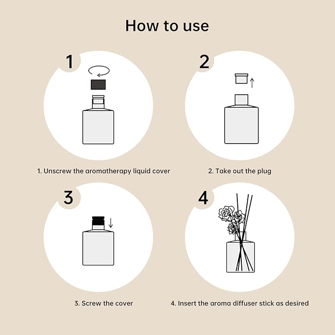 XEPTLE Jasmine Breeze Reed Diffuser Set, Eliminate Odors 7.04 oz, Air Freshener with 5 Reusable Sticks Home Fragrance for Bedroom, Scent Diffuser - Purple