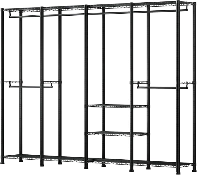VEVOR Clothing Garment Rack, Heavy Duty Closet Wardrobe, Adjustable Tiers Clothes Racks with Steel Frame, for Bedroom, Clothing Store, Hallway