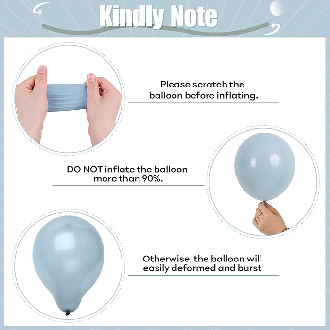 Dusty Blue and Gold Balloons, 60 PCS 12 Inch Slate Fog Pastel Baby Blue Sand White and Gold Balloons for Baby Boy Shower Bridal Shower Birthday Wedding Party Decorations