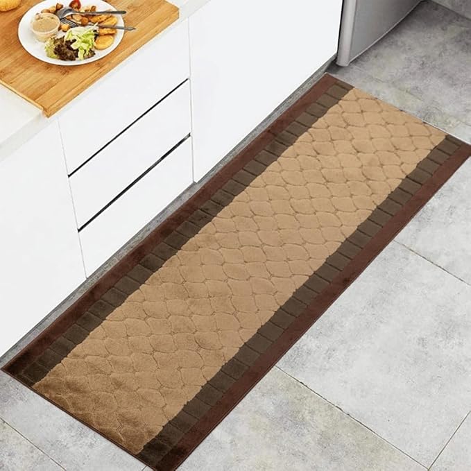 RugStylesOnline Washable Custom Size Runner Rug Volley Abstract Design Brown, (4 Feet Length x 26 Inch Width) Custom Cut Slip Resistant Rubber Backing Runner Rugs, Extra Long Runner Rugs for Hallways