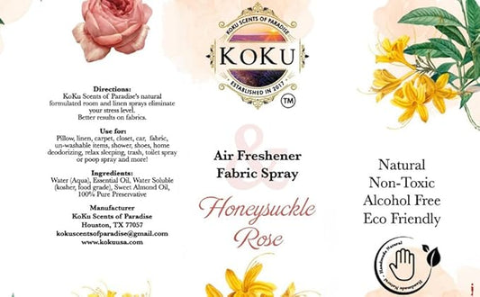 Honeysuckle Rose Air Freshener - Room Spray - Odor Eliminator - Deodorizer - Car Air Freshener - Home Spray - Linen Spray - Fabric Refresher - Non-Toxic - Alcohol Free - Made in USA (4 Oz)