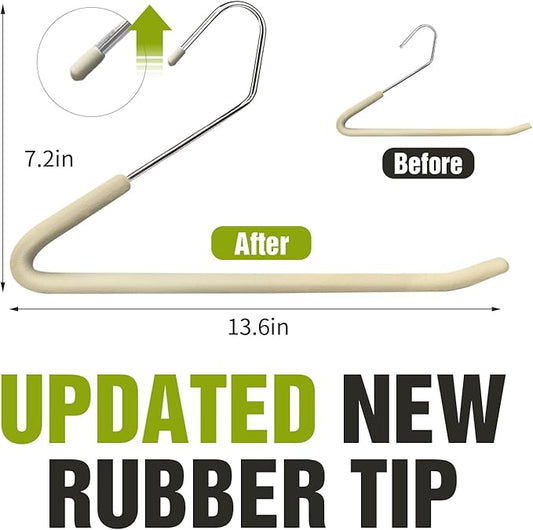 Spring Fever Open Ended Non Slip Sponge Padded Pants Hangers - Chrome Plating Foam Heavy Duty Space Saving Beige 5