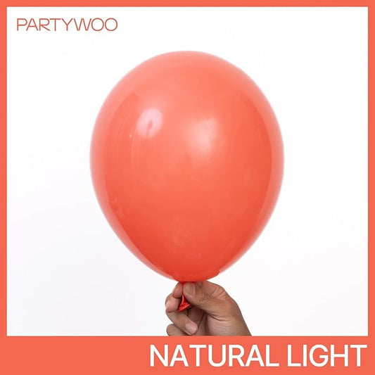 PartyWoo Coral Red Balloons 50 pcs 12 Inch Coral Light Red Balloons for Wedding Baby Shower Gender Reveal Graduation Anniversary Birthday Party Decorations Red-Y22