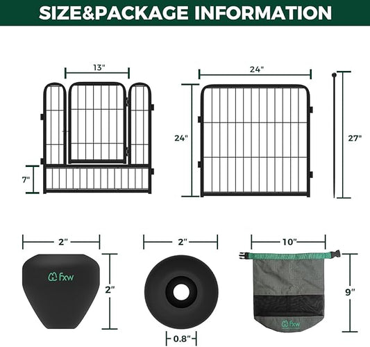 FXW Instant Unleashed Dog Playpen, Portable Pet Fence for Outdoor, RV Trips, and Camping, 24 inch, 16 Panels for Puppy and Small Dogs with RV Protector Ball (Pack of 6│Patented