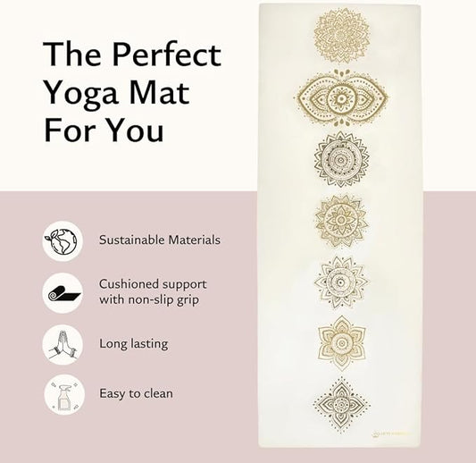 Shanti PU Yoga mat - Artist Designed, Premium eco friendly mats, Non Slip, Non Toxic, Great for Regular & Hot Yoga, Pilates and Work out (72 inch x 28 inch x 5mm Thick)k out (72 inch x 28 inch x 5mm Thick)