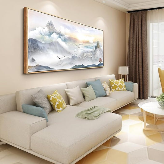 Wood Framed Canvas Wall Art For Living Room Large Size Wall Decorations For Office Abstract Wall Decor For Bedroom Mountain Scenery Wall Painting Artwork Framed pictures Art Home Decor 30" X 60"