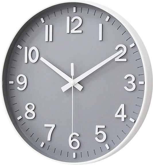 HZDHCLH Wall Clocks Battery Operated,Wall Clock Gray,12 inch Wall Clock Silent Non Ticking Modern 3D Numbers for Kitchen Bedroom Living Room Office Classroom Decor