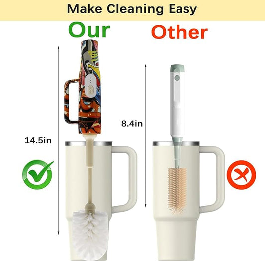 2-in-1 Long Handle Electric Bottle Brush Cleaner and Straw Cleaning Brush with Removable Brush Head, Multi-Function Rechargeable,for Stanley Cups, Baby Bottles, Pacifiers, Coffee Cups, Sports Bottles