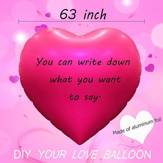 63 Inch Giant Heart Balloon,Jumbo Huge Heart-shaped Balloon for Mother‘s Day Valentine's Day Wedding Engagement Birthday Anniversary Decorations