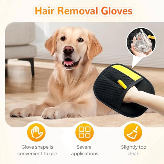 Pet Hair Removal Glove, Dog Cat Hair Gloves for Pet Hairs Removal, Reusable Pets Grooming Gloves for Dogs Cats, Washable Pets Hairs Remover Electrostatic Glove for Bed Couch Clothes Carpet (2pcs)