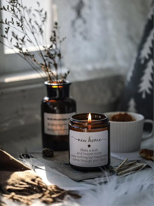 House Warming Gifts New Home, New Home Candle,Gifts for Women,House Warming Gift for Women and Men,Gift for Home Buyers, New Homeowner,Sandalwood & Rose Scented Candle,7oz