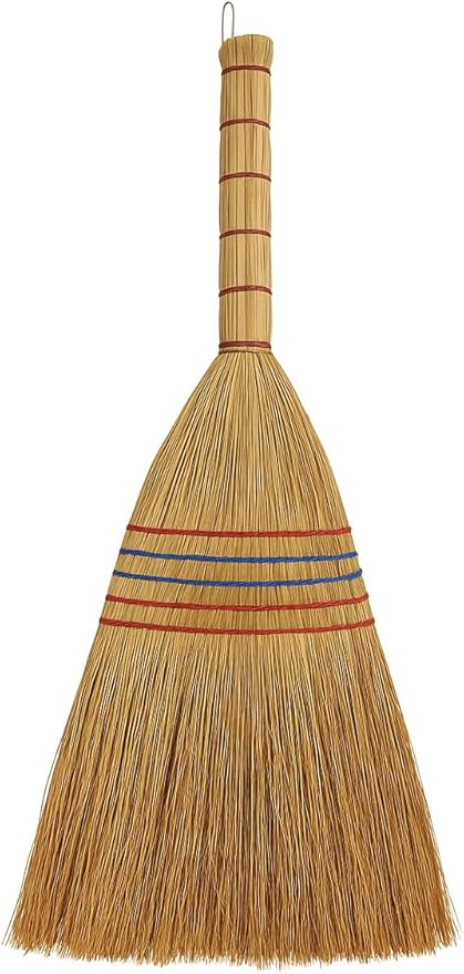 B Unique Lightweight Corn Broom – 75cm Natural Straw Broom with Reinforced Handle – Heavy-Duty Indoor/Outdoor Sweeping for Home, Garage, Patio, Hardwood Floors & Tight Corners