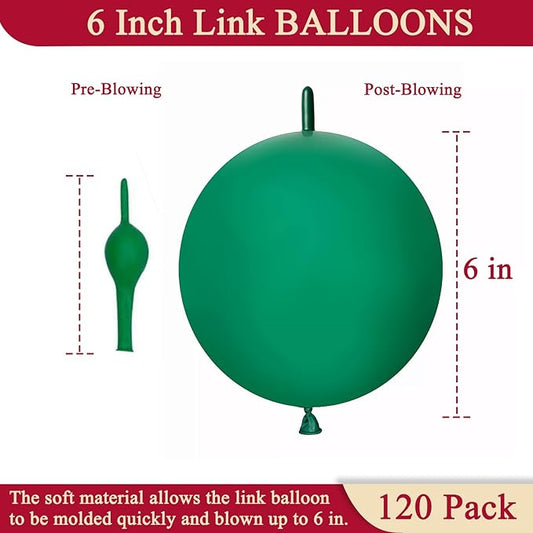 Dark Green Link Balloons 6 Inch 120 Pcs Latex Quick Linking Balloon for Birthday Wedding Party Festival Decorations