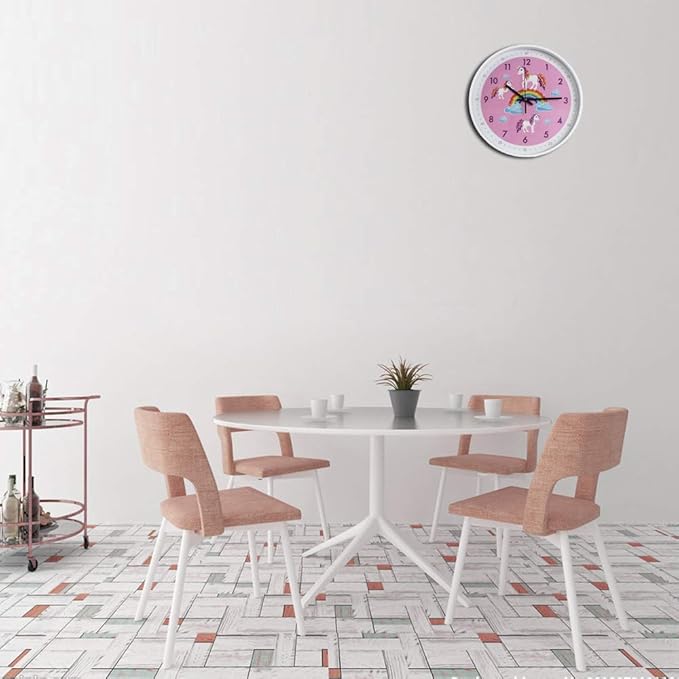 Pink Wall Clock,Silent Non Ticking Children's Décor Quiet Clocks for Kids Room,Office,School,Bedroom,Kitchen,Classroom (12 inch Pink)