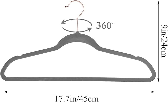 VECELO Premium Velvet Clothes Hangers Suit Heavy Duty (25 Pack)-Non Slip & Space-Saving with 6 Finger Clips & Tie Rack Excellent for Men and Women,Light Gray