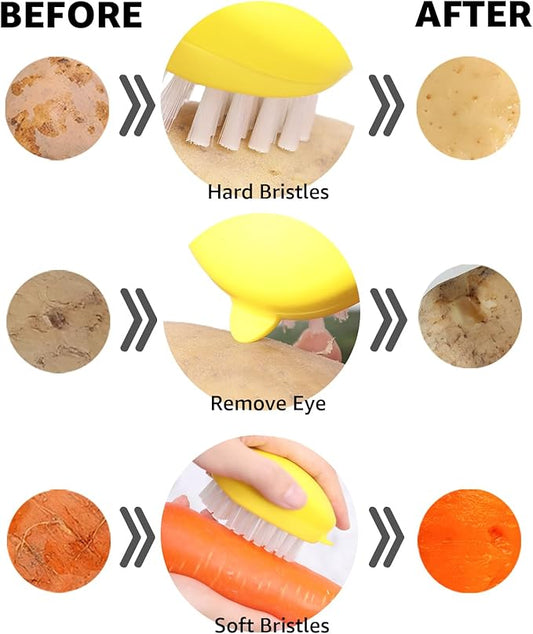 Premium Veggie Brush The Scrubber for Potato Eyes,a Potato Scrubber Suitable for Root Vegetables & Delicate Fruits,a Dual-use Fruit and Vegetable Brush, Your Kitchen Essential