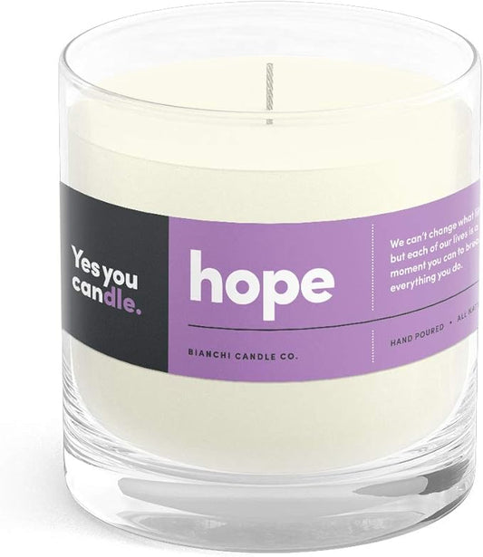 Hope, Inspirational 8oz Highly Scented Candle, Soy, Made in USA, Great Message, Pure Essential Oils, Perfect Gift, Aromatherapy, 100% Pure, Vanilla and Sandalwood