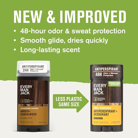 Every Man Jack Men’s Antiperspirant Deodorant Variety Pack – New & Improved Formula – Outdoor Inspired Scents - Smooth Glide, 48-Hour Odor & Sweat Defense– 2.6 oz (3 Pack)