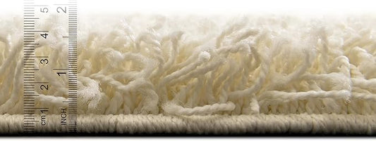 Unique Loom Solid Shag Collection Area Rug (2' 6" x 16' 5" Runner, Pure Ivory)