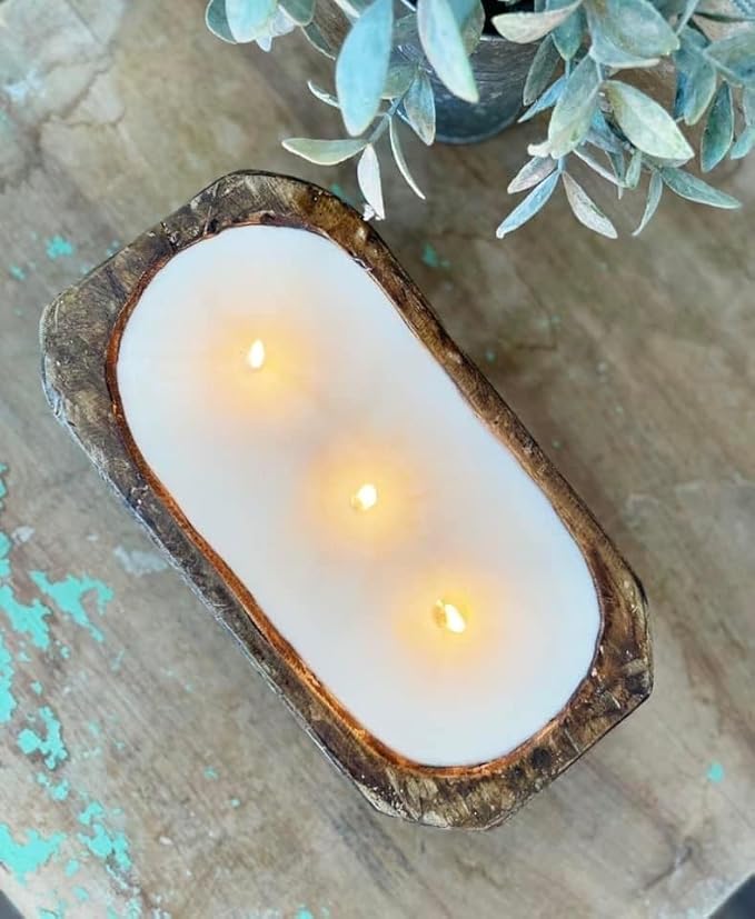 Aira Fall Dough Bowl Candle - Organic, Kosher, Vegan, Hand Carved Wood Bowl Candle & Aromatherapy Essential Oils - Hand-Poured 100% Soy Candle Wax - Paraffin Free, Long Lasting - Harvest Spice - 13 Oz