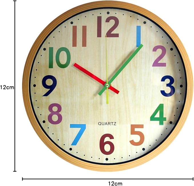 Wall Clock, 12 Inch Easy to Read Silent Non-Ticking Colorful Battery Operated Clock,for Bedroom,Living Room,Kitchen,Office,School Classroom (Yellow)
