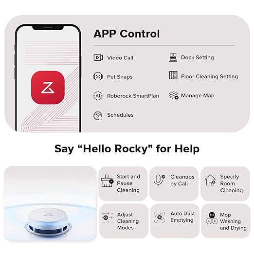 roborock Qrevo Curv Robot Vacuum and Mop, 18,500Pa Suction, Zero-Tangling, AdaptiLift Chassis, FlexiArm Technology, Hot Water Mop Washing & Dock Self Cleaning, Al Obstacle Recognition