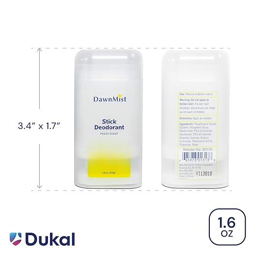Dukal Dawn Mist Stick Deodorant, Fresh Scent 1.6 oz. Clear (Box of 144)