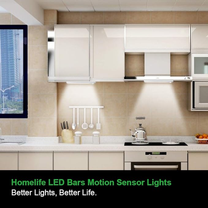 goodland 160 LED Closet Lights Motion Sensor Under Cabinet Lights Indoor Lighting 3000mAh Battery Powered Light Bar Dimmable Rechargeable Closet Light for Kitchen, Wardrobe, Stairs(2 Pack)