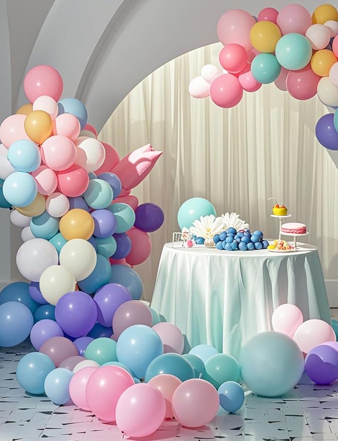 Pastel Macaron Balloons 100 Pack, 12 Inch Latex Helium Rainbow Balloons Garland with Assorted Colors for Birthdays Weddings Baby Showers Graduation Arch Party Decorations
