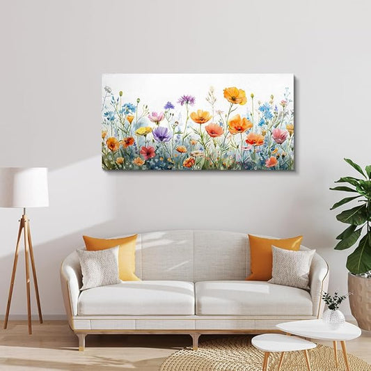 Wapluam Large Wall Decor For Living Room Wall Art For Bedroom Office Decoration Vintage Wildflower Canvas Prints Painting Flowers Pictures Artworks Ready To Hang Modern Aesthetic Room Home Decor