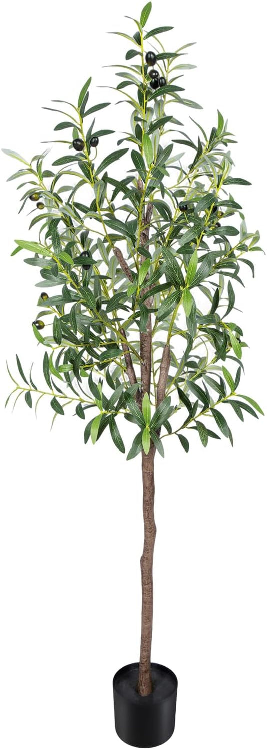 Artificial Olive Tree 5FT Tall Faux Silk Plant 60inch Fake Olive Tree with Trunk and Lifelike Fruits for Home Office Decor Indoor 1pack